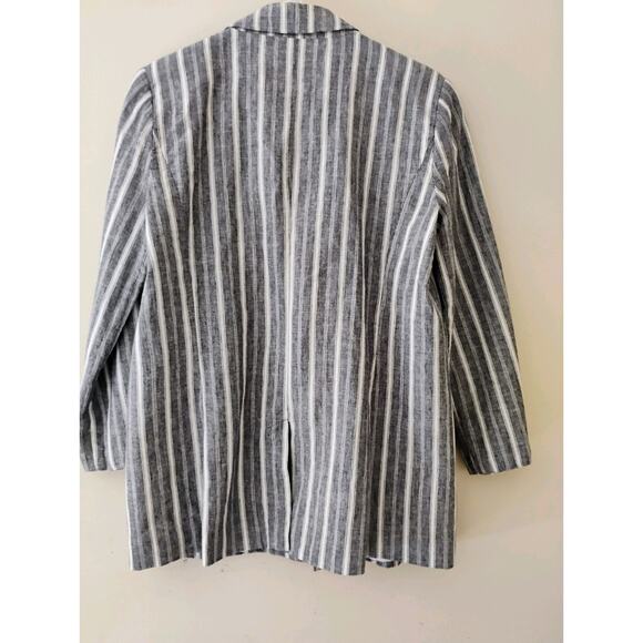 Gray And White Striped Linen Michael Kors Women's Blazer. Medium. Lightweight. - Picture 5 of 12